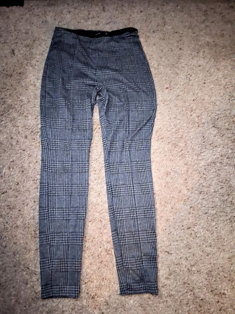 Tahari Plaid Leggings in Gray Size Small
